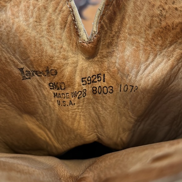 Vintage Laredo Men's Leather Cowboy Western Work Boots Size 9.5 - Picture 6 of 6